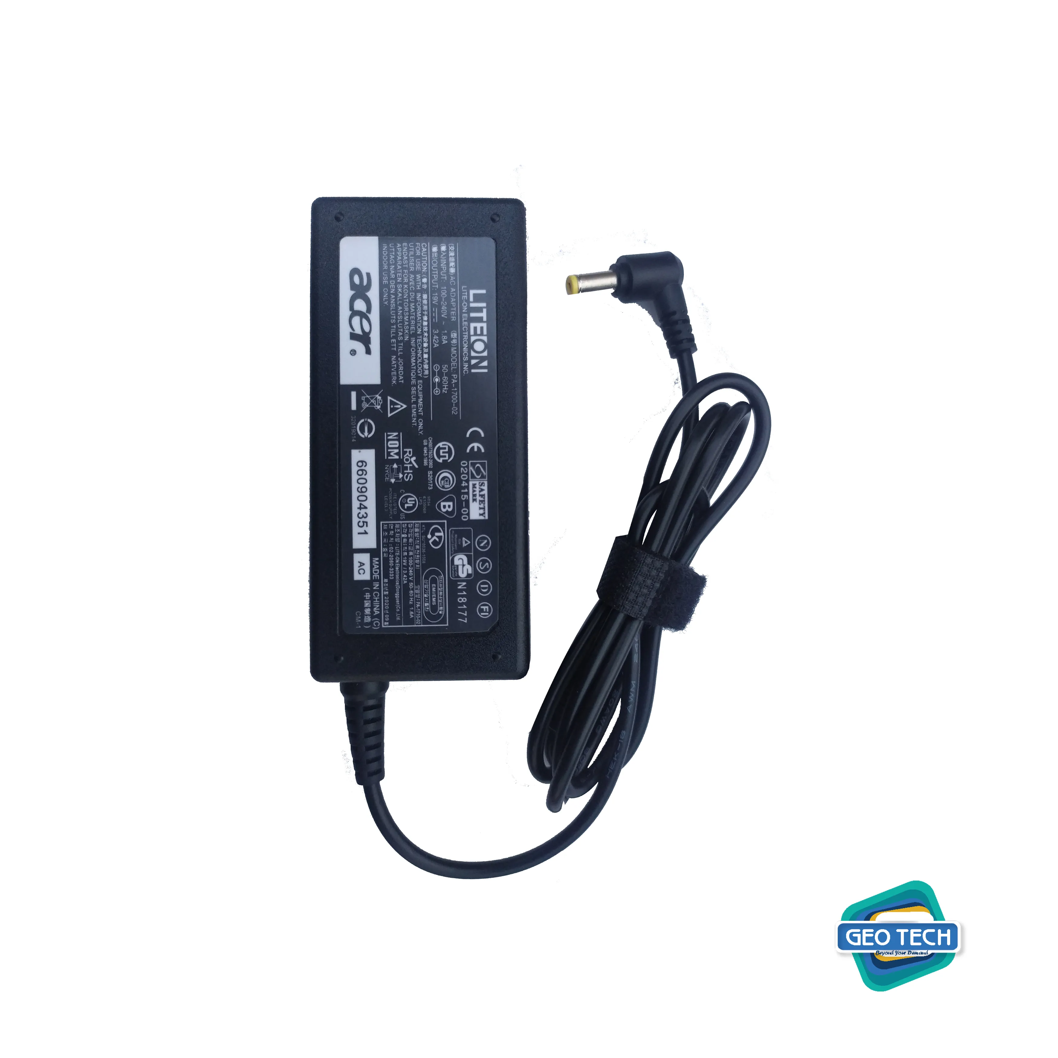 ACER 19V 3.42A 65W 5.5*1.7mm (Yellow Tip) for Acer Aspire Es1 ES1-511 E1 E3 E5 E3-111 5315 5332 Laptop Notebook Charger AC Adapter, LITE-ON/ HIPRO HP-A0652R3B AC Adapter-Laptop 19V 3.42A 65W, Barrel 5.5/1.7mm, 3-Prong