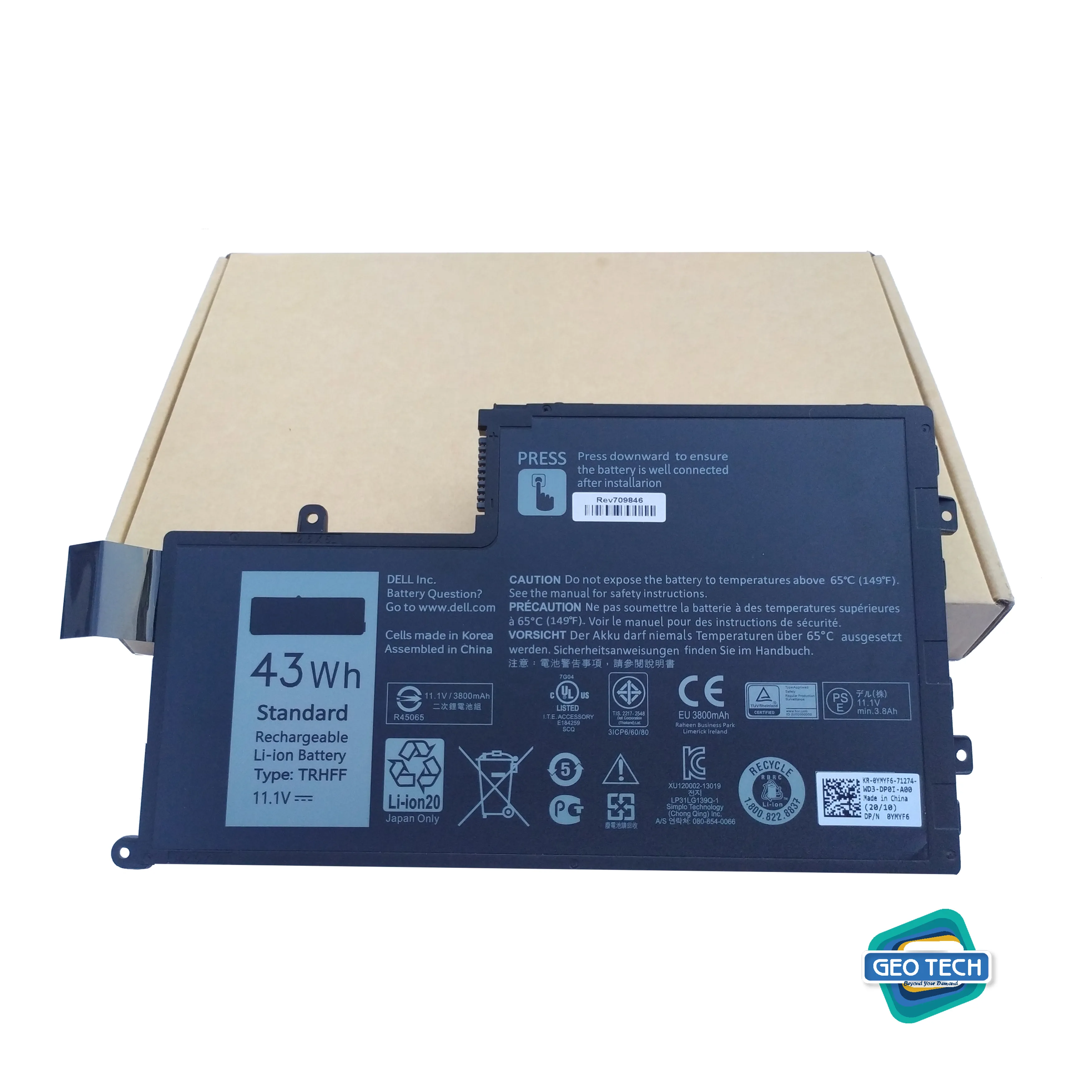 TRHFF 43WH P39F P49G Notebook Battery for Dell Inspiron 15 5000 Series 15-5547 5547 5548 5545 5542 N5547 N5447 5447 5445 5448 i5547-3750sLV Latitude 14-3450 15-3550 0PD19 1V2F6 DL011307-PRR13G01 P51G